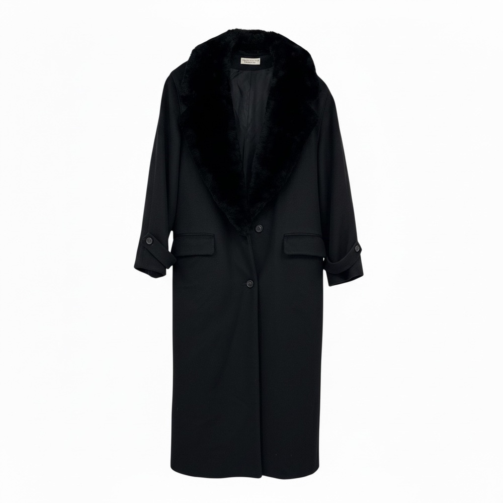 Vintage Moron Bernard by Hervé Bernard black wool maxi coat 80 90s Made in Italy